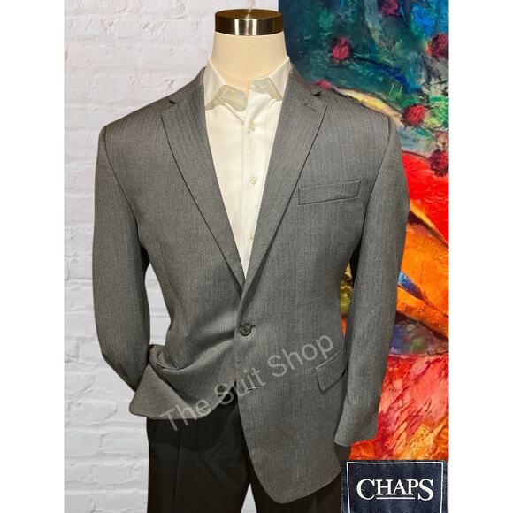 Chaps Other - Chaps Ralph Lauren 46R Gray Herringbone Blazer Sport Coat Jacket